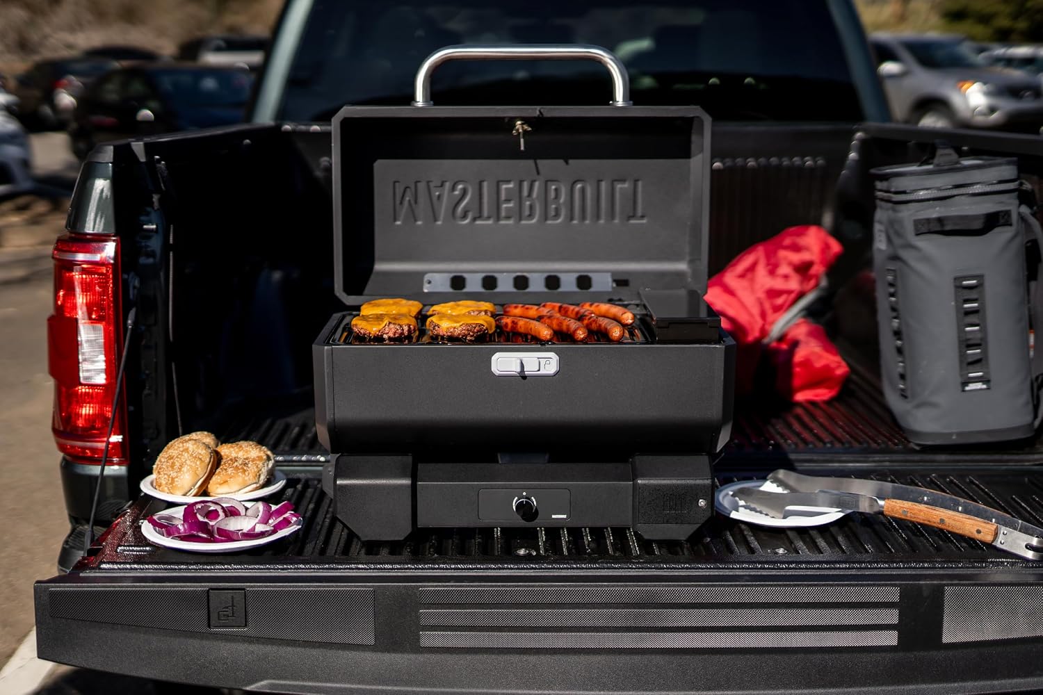 Masterbuilt® Electric Portable Charcoal Grill and Smoker with SteadyTemp Analog Temperature Control, Collapsible Cart and 200 Cooking Square Inches in Black, Model MB20040722