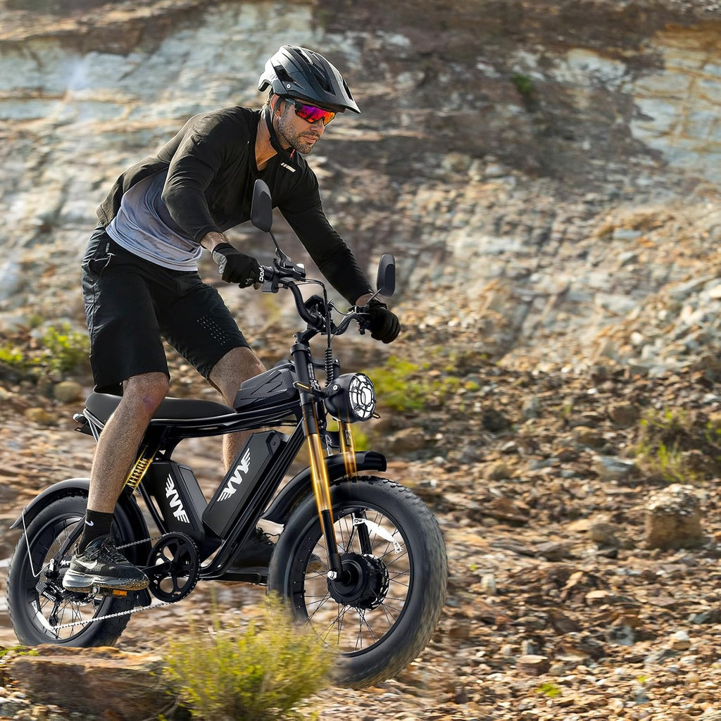 YVY Electric Bike for Adults: 1000W-3000W High Power Dual Motor for Powerful Hill Climbing, UL2849 Certified 20' Fat Tires All-Terrain eBike, Multiple Battery & Long Range Options