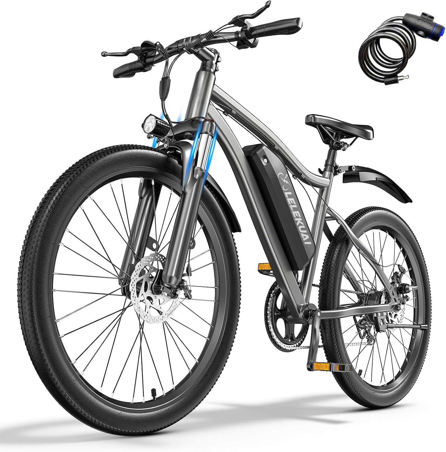 Electric Bike for Adults, 26' Commuter Ebikes with 7-Speed Gears, 25MPH Lightweight E Bike, 720W Peak Motor, 375Wh Removable Battery, 50 Miles Range, Electric Mountain Bicycle for All Terrain