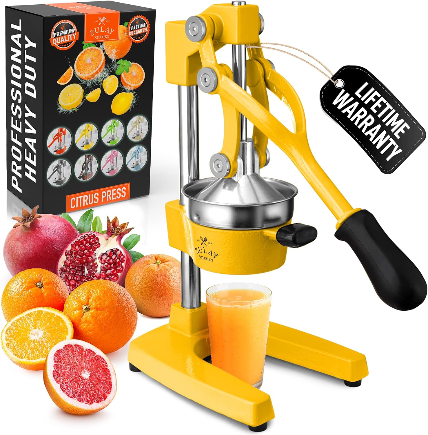 Zulay Kitchen Cast Iron Juicer - Heavy Duty Manual Juicer with Detachable Strainers for Easy Cleaning, Orange Juice Press for Citrus Fruits, Perfect for Bartenders, Juice Lovers & Health Enthusiasts