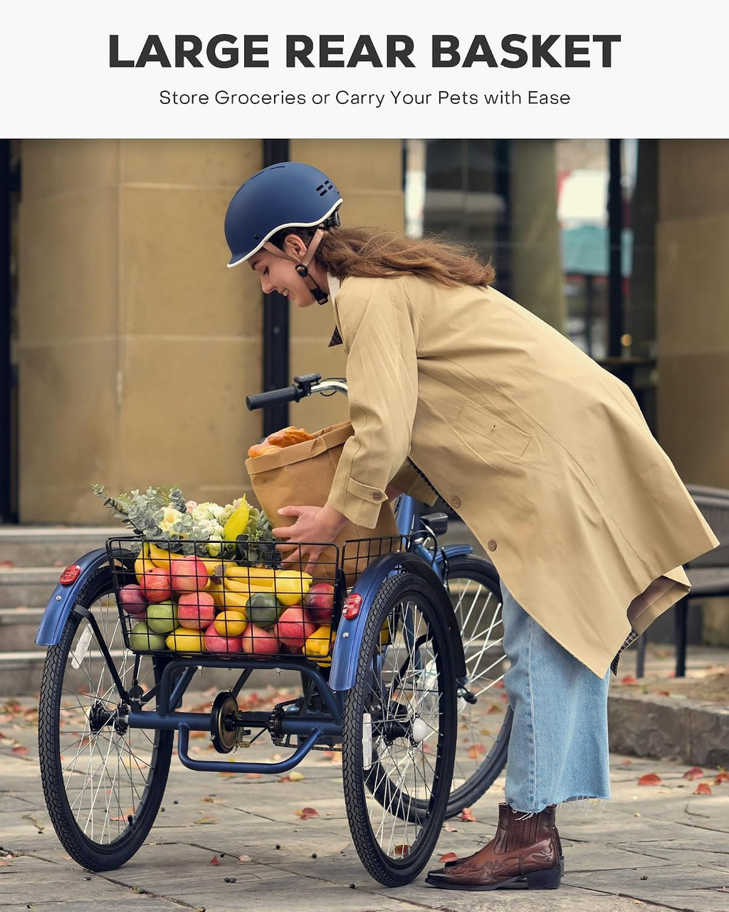 VIRIBUS Electric Tricycle for Adults, 24 26 inch Electric Trike with 468Wh Removable Battery, 250W/350W(Peak 500W) 3 Wheel Electric Bikes for Seniors, Motorized Adult Tricycles Women Men 330 lb.