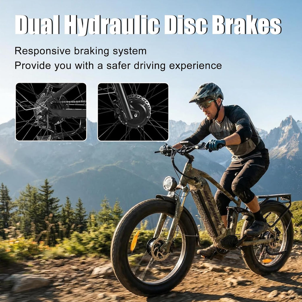 Peak 8000w Electric Bike for Adults, 60V Battery Ebike, Fat Tire & Long Range Electric Bicycles, 210Nm Mountain Bike Full Suspension, Hydraulic Brake Electric Bicycle