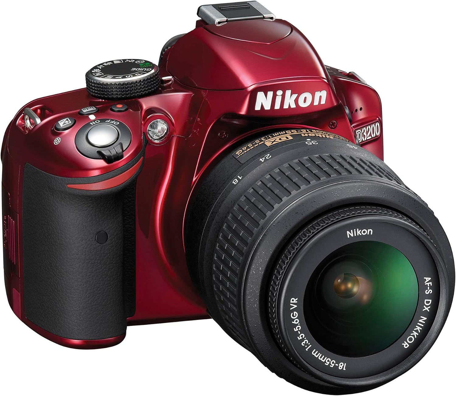 Nikon D3200 24.2 MP CMOS Digital SLR with 18-55mm f/3.5-5.6 AF-S DX VR NIKKOR Zoom Lens (Red)