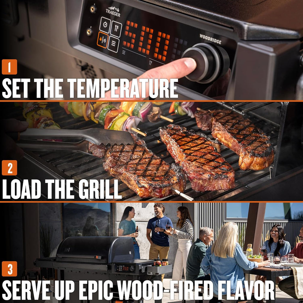 Traeger Grills Woodridge Pro Electric Wood Pellet Grill and Smoker, 970 Sq. In., Outdoor Pellet Smoker Grill with Digital Sensor and Side Shelf, Wi-FIRE Technology, Super Smoke Mode, TFB97JLH