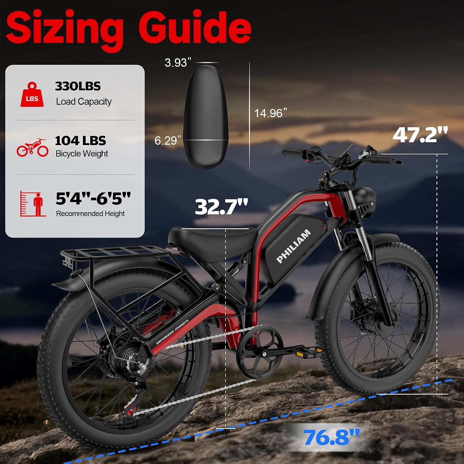 Electric Bike for Adults,5000W/3000W Peak Dual Motor ebike 35MPH E Bikes for Men Women,52V 32/23AH Battery, 80/100 Miles Range Ebike,26'Fat Tire Full Suspension E-Bike