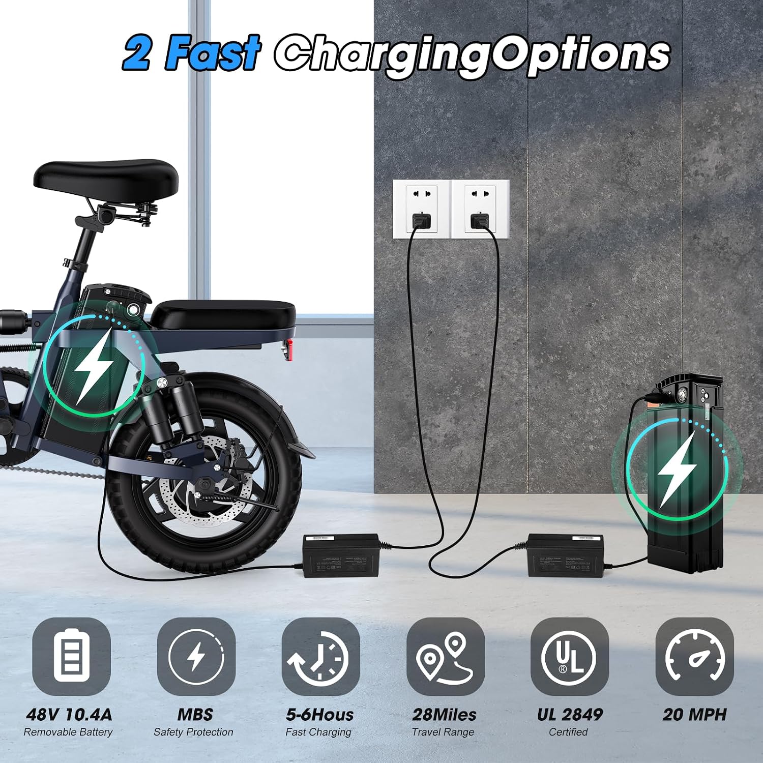 INSDRGN Electric Bike for Adults and Teens,14' Folding Adult E Bike with 650W Peak Motor,20MPH,28Miles Range,Advanced 9-Point Suspension & Dual Disc Brake,Removable Battery,UL 2849 Certified