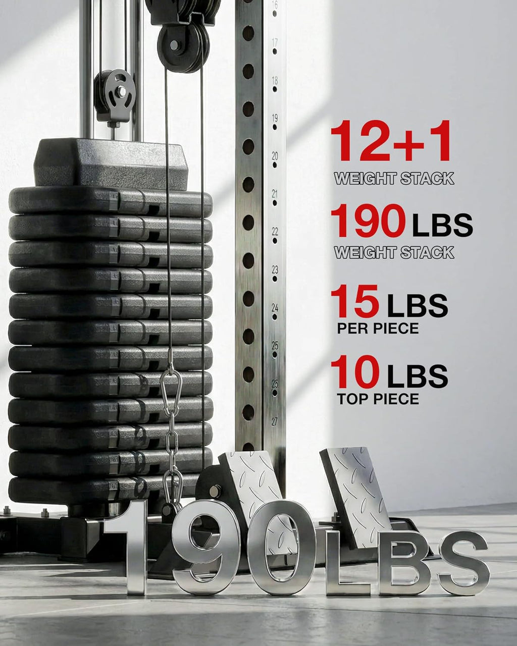 Mikolo Wall Mount Cable Station, Cable Crossover Machine with Dual Pulley System and 18 Adjustable Positions for Home Gym Fitness Equipment