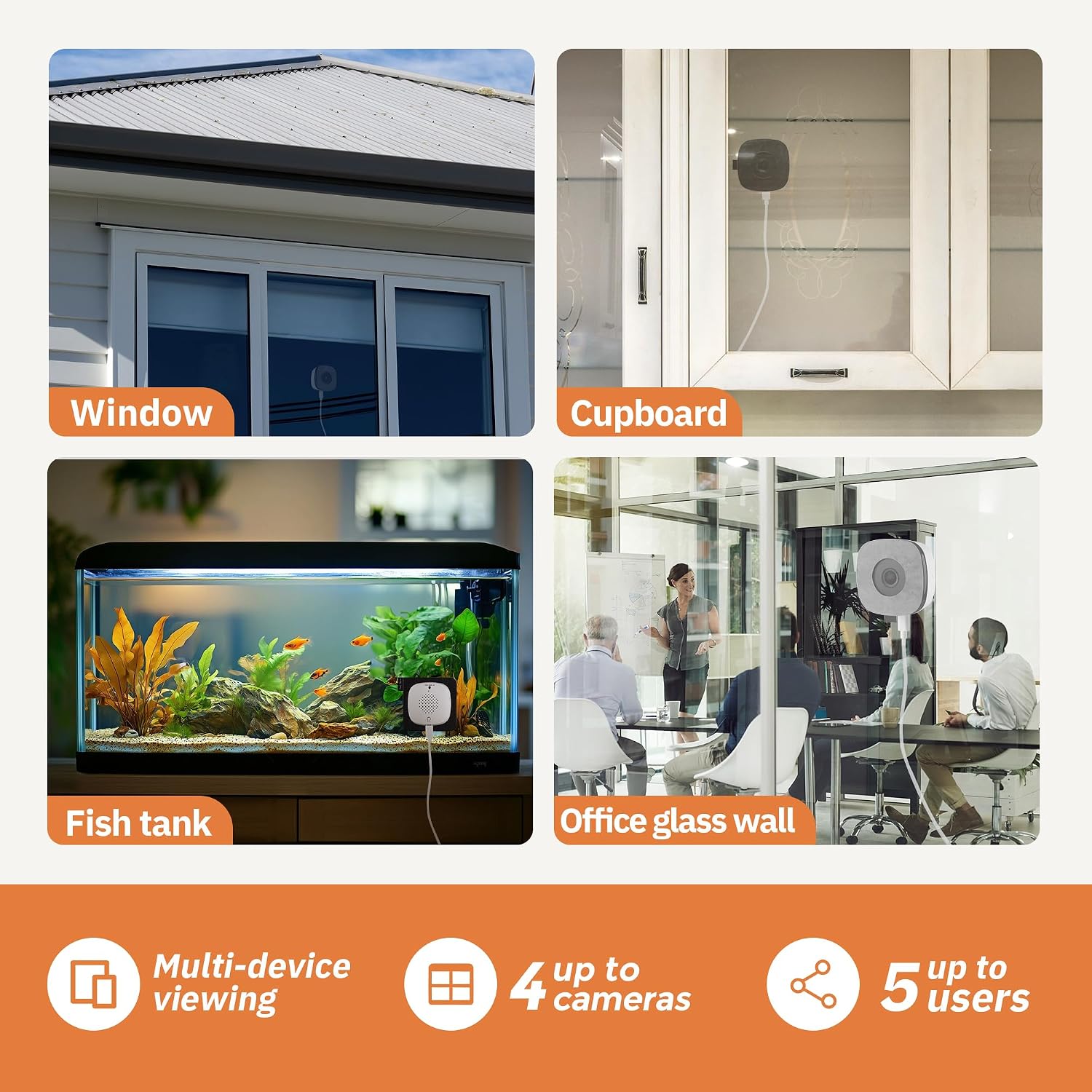Girafit 2K Window Camera,2.4GHz & 5GHz WiFi Indoor Cameras for Home Security with ChroMax Al Color Night Vision,Person & Motion Detection,Easy & Quick Install(4 Pack)