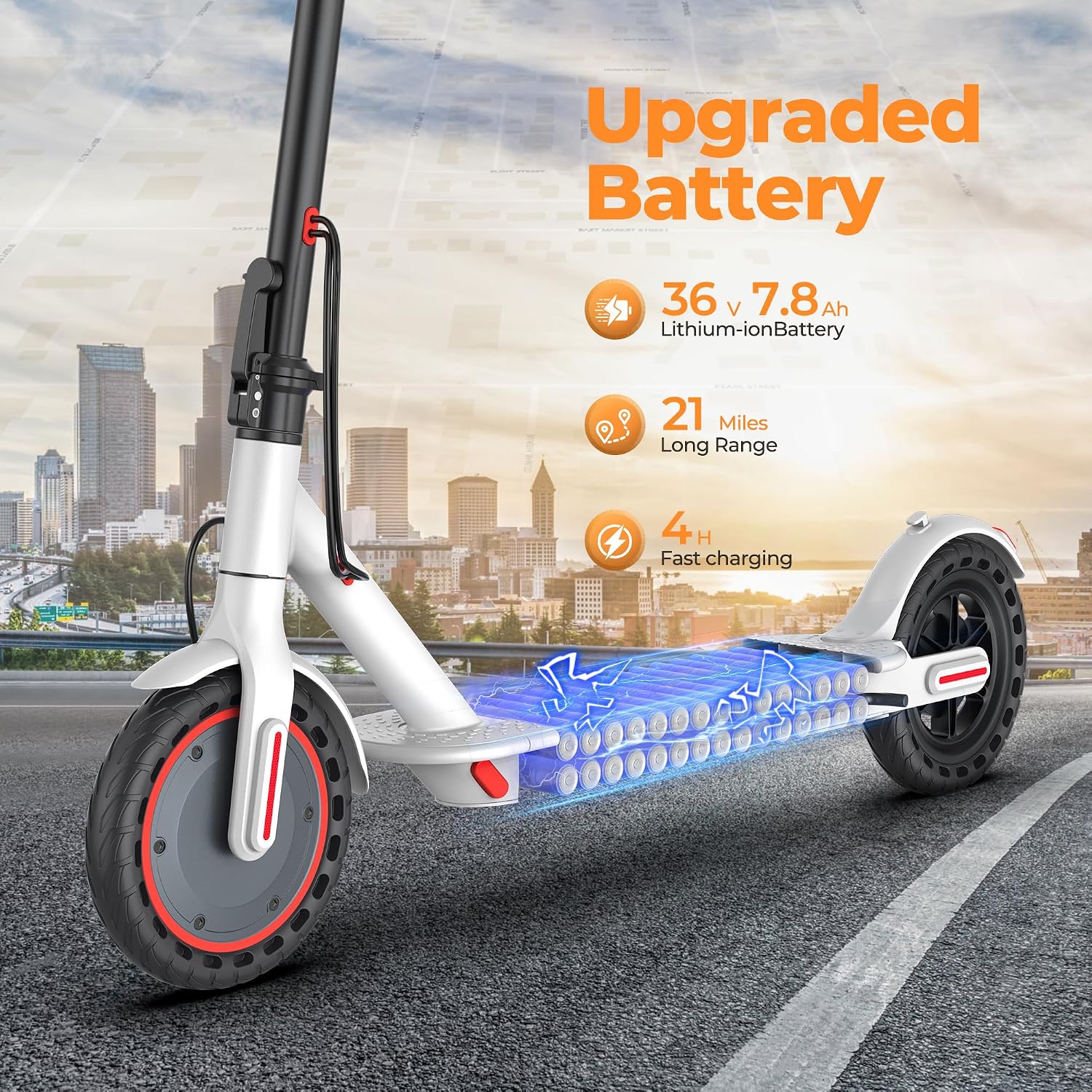 MAXSHOT Electric Scooter for Adults, 8.5/10/14' Tires, 19/22Mph, 350W/500W Motor, 21-28 Miles Range, Folding E-Scooter with Dual Suspension,APP Contro