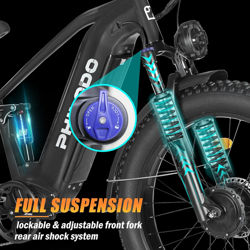 5000w Dual Motor Electric Bicycles, 60V Battery E-Bike with 45 MiIe P-Hour Electric Bike for Adults, 26 Fat Tire Hunting Ebike for All Terrain, Full Suspension Electric Ebike