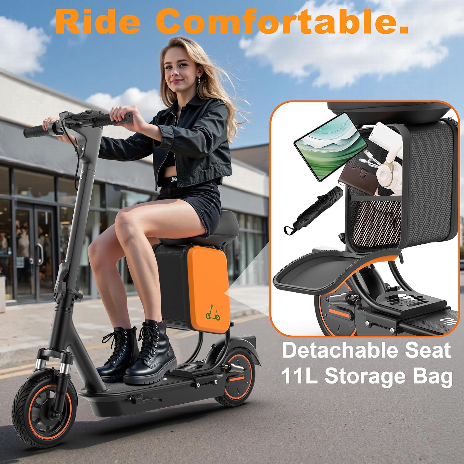 Electric Scooter, 350W-500W Motor, 19 MPH to 22MPH, 15-41 Miles Range, Dual Suspension, Dual Braking, App Control, Foldable Commuter E Scooter for Adults and Teens