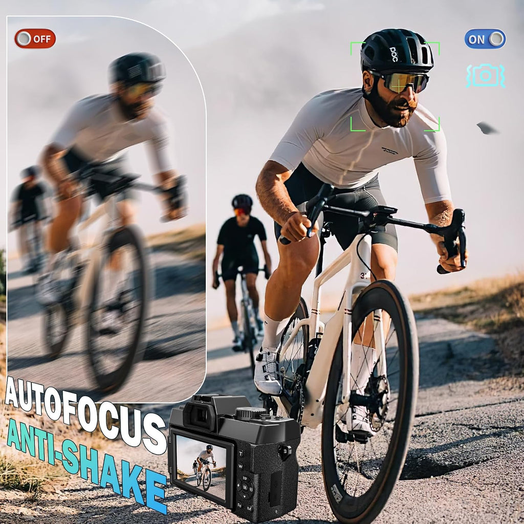 True 5K Digital Cameras for Photography 64MP - 16X Zoom, WiFi, with 64GB TF Card, Wide-Angle & Macro Lens, Autofocus & Anti-Shake, Vlogging Camera for YouTube Travel (Black)