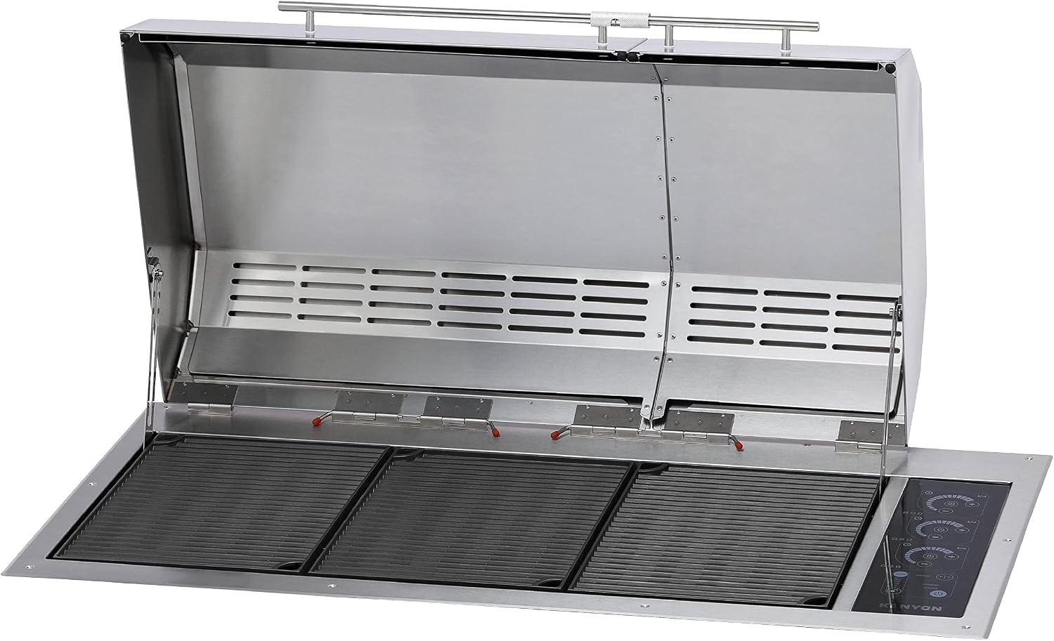 Kenyon The Big American Grill, Electric Grill With 3 Burners And 2 Piece Lid, Stainless Steel Body, Rust-Proof Grill With IntelliKEN Touch Control, UL-Approved For Indoor And Outdoor Use, 240V