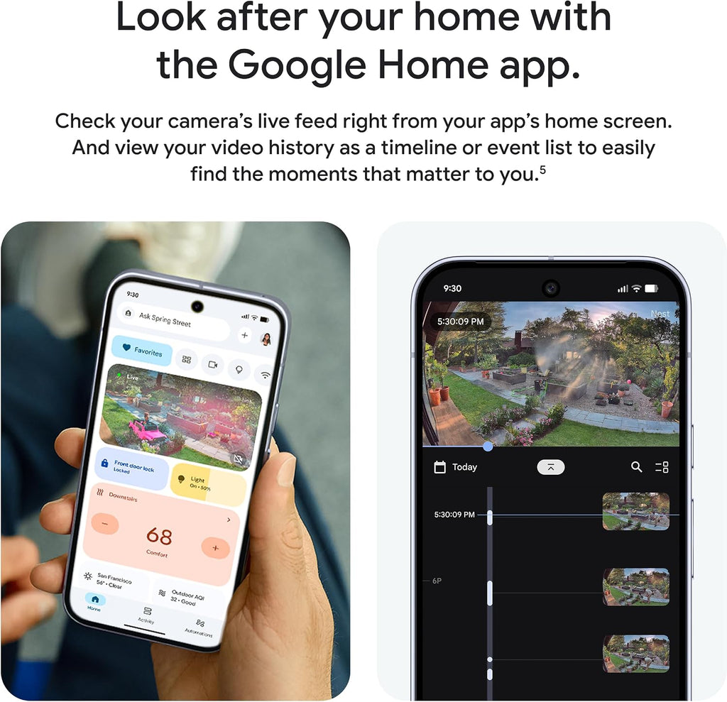 Google Nest Cam Outdoor (Wired, 2nd Gen) - Security Camera with 2K Video and Gemini, Night Vision, 2-Way Audio - Works with Google Home - 2025 Model - Hazel