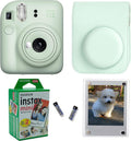 Fujifilm Instax Mini 12 Instant Camera + Pro Design Protective Case & Magnetic Lucite Frames, 20 Sheets (Mint Green)