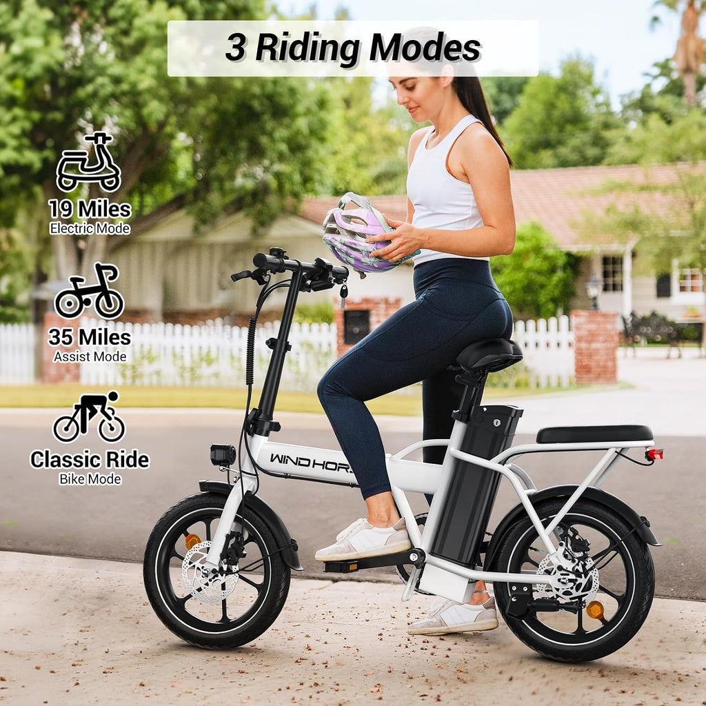 RIDWIND 16' Folding Electric Bike Adults, Peak 630W Adult Electric Bicycles, Up to 25 MPH and 35 Miles Foldable Ebikes, Electric Bike for Teens with 36V 8Ah Removable Battery, UL2849 Certificate