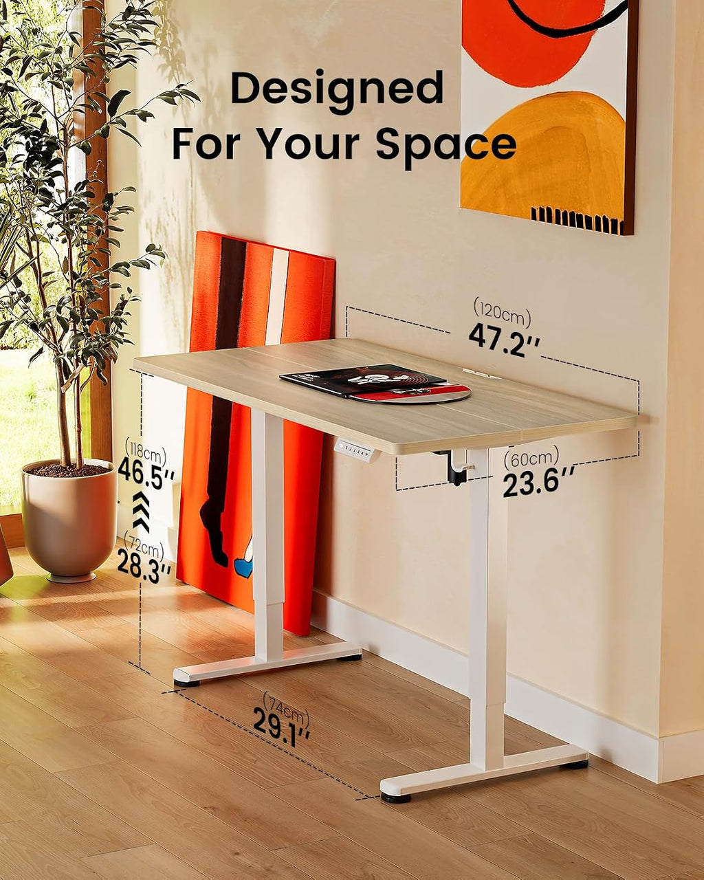 ErGear Height Adjustable Electric Standing Desk, 48 x 24 Inches Sit Stand up Desk, Memory Computer Home Office Desk, Natural