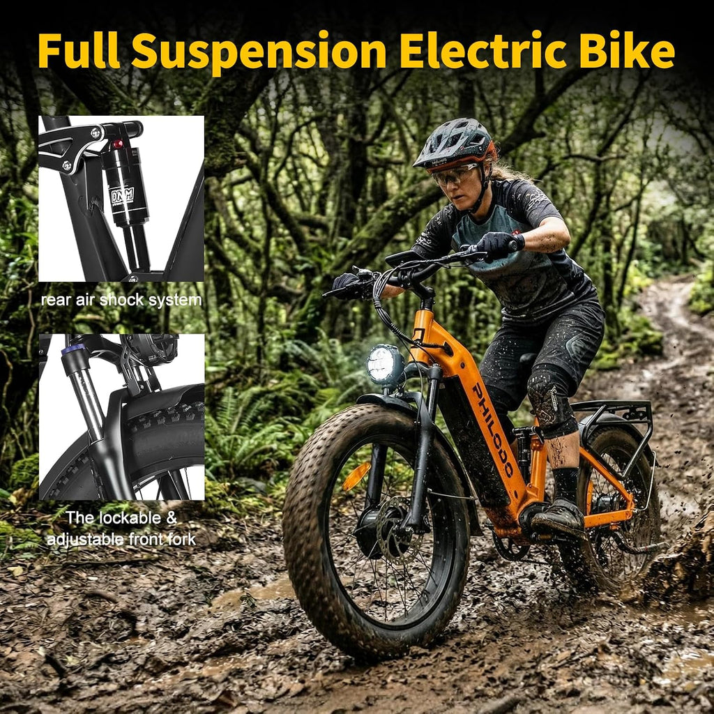 5000w Dual Motor E-Bike 60V Electric Bike for Adults,45 MiIe P-Hour Full Suspension Hydraulic Disc Brakes EBike,26/24x4 Fat Tires Mountain Bikes for All Terrain Snow/Sand