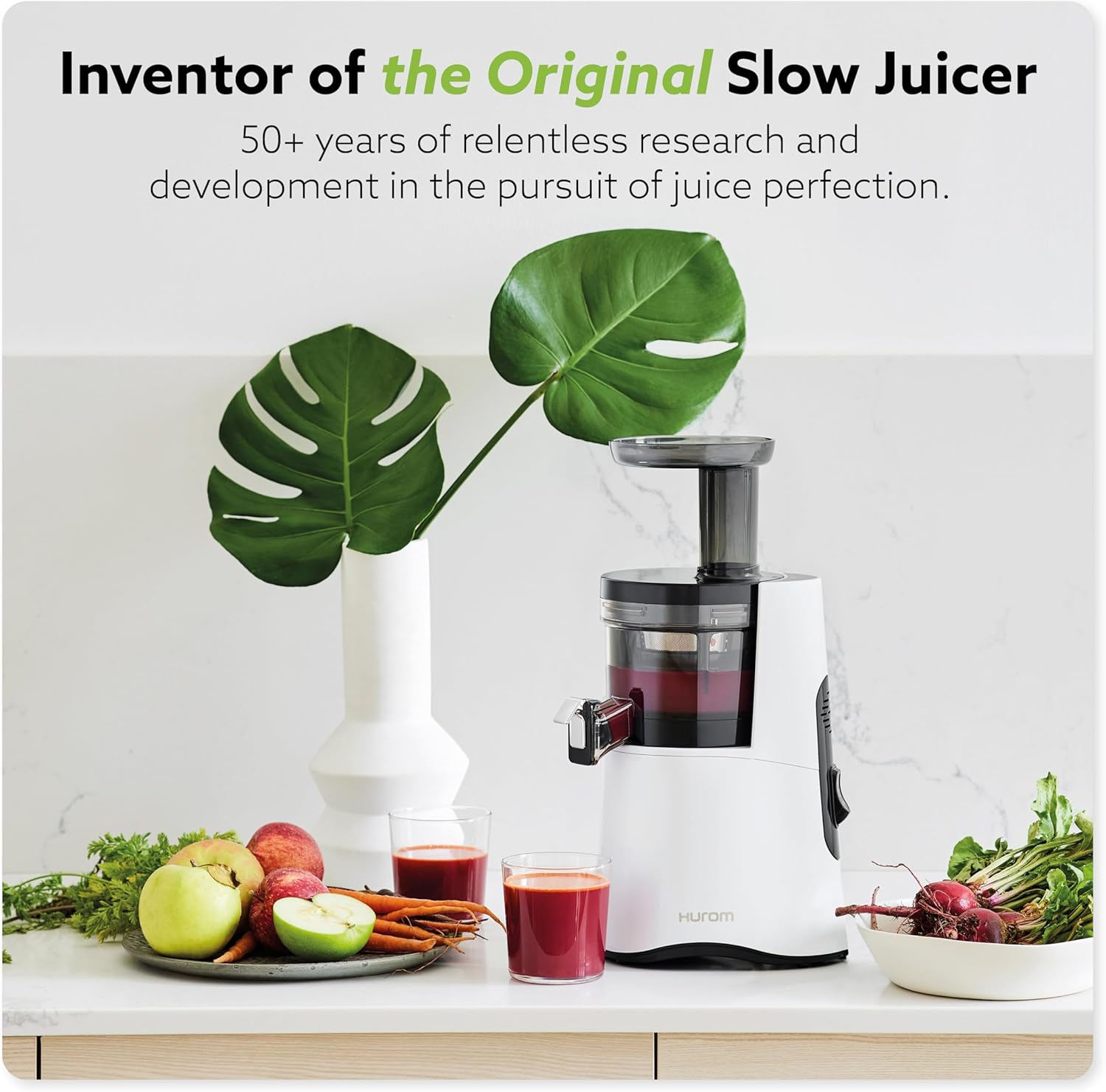 Hurom H-AA Cold Press Juicer Machine, Easy to Clean Masticating Slow Juicer, Coarse Strainer, Adjustable Lever, Minimal Juice Pulp, High Nutrient Extraction (Black)