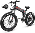 Wooken 26' x4.0 Fat Tire Electric Bike, Folding Electirc Bike for Mountain Commuter, 500W Motor 19.8 MPH, Ebikes for Adults with 48V/10.4Ah Removable Battery, Suspension Fork, 21 Speed Ebike