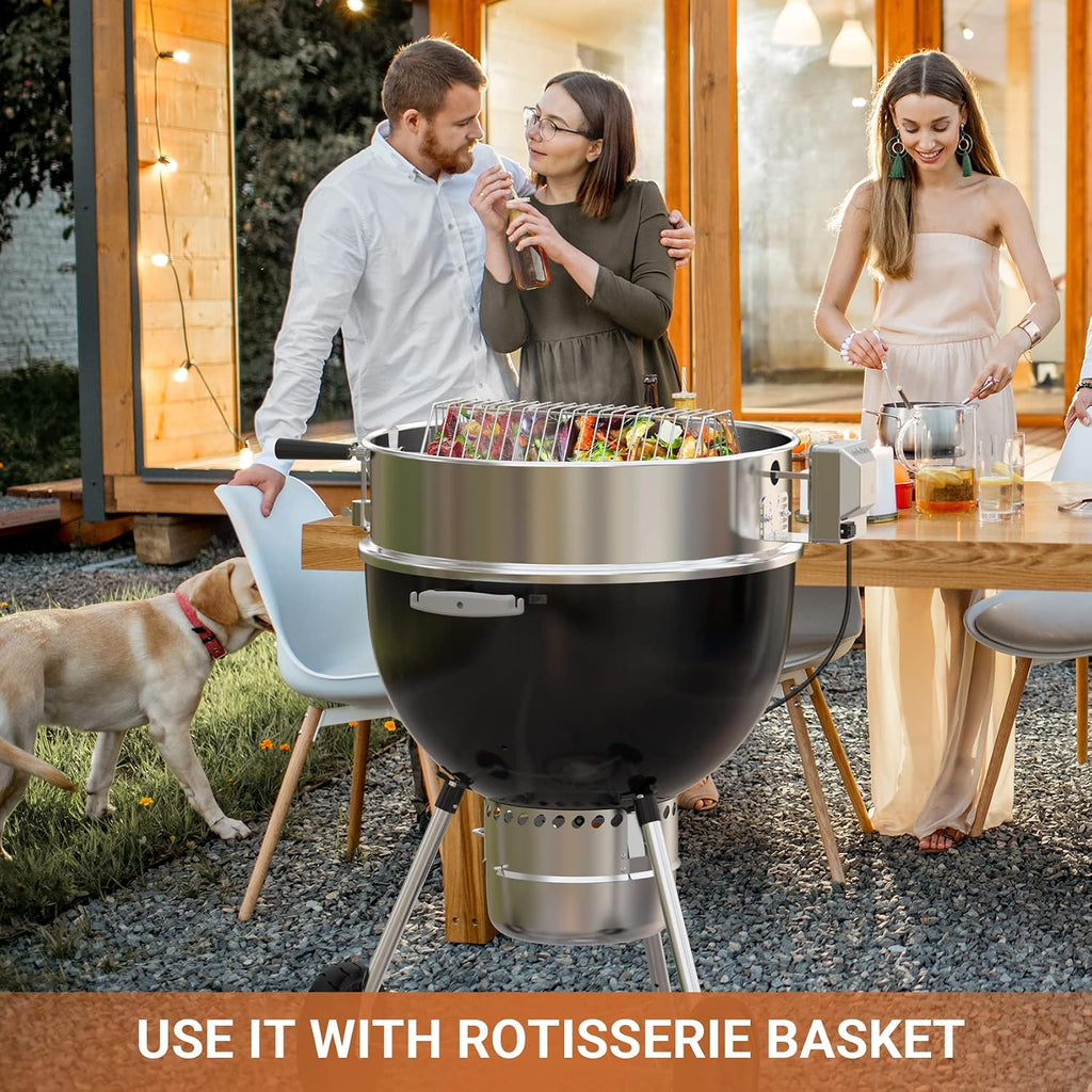 onlyfire Stainless Steel Rotisserie Ring Kit for Weber 22 Inch Charcoal Kettle and Other Similar Grills