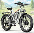 PHJU 6000W Dual Motors 60V 1200wh Electric Bike for Adults, 24'' Fat Tire Max 45 mph,Up to 100 Miles Full Suspension Fast E-Bike for Snow Commuter for Men Women