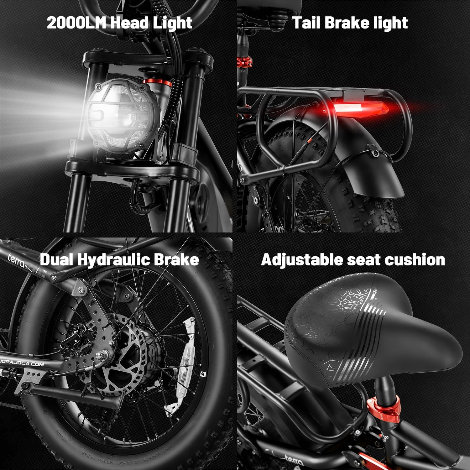 eAhora Terra/Luna 2 Dual Motor 33-31Mph Electric Bike for Adults 3000W/1500W Ebike with Removable 48V 20Ah/15Ah Battery 20'' * 4.0 Fat Tire All Terrain Ebikes, SHM 7-Speed Gear Electric Bicycle