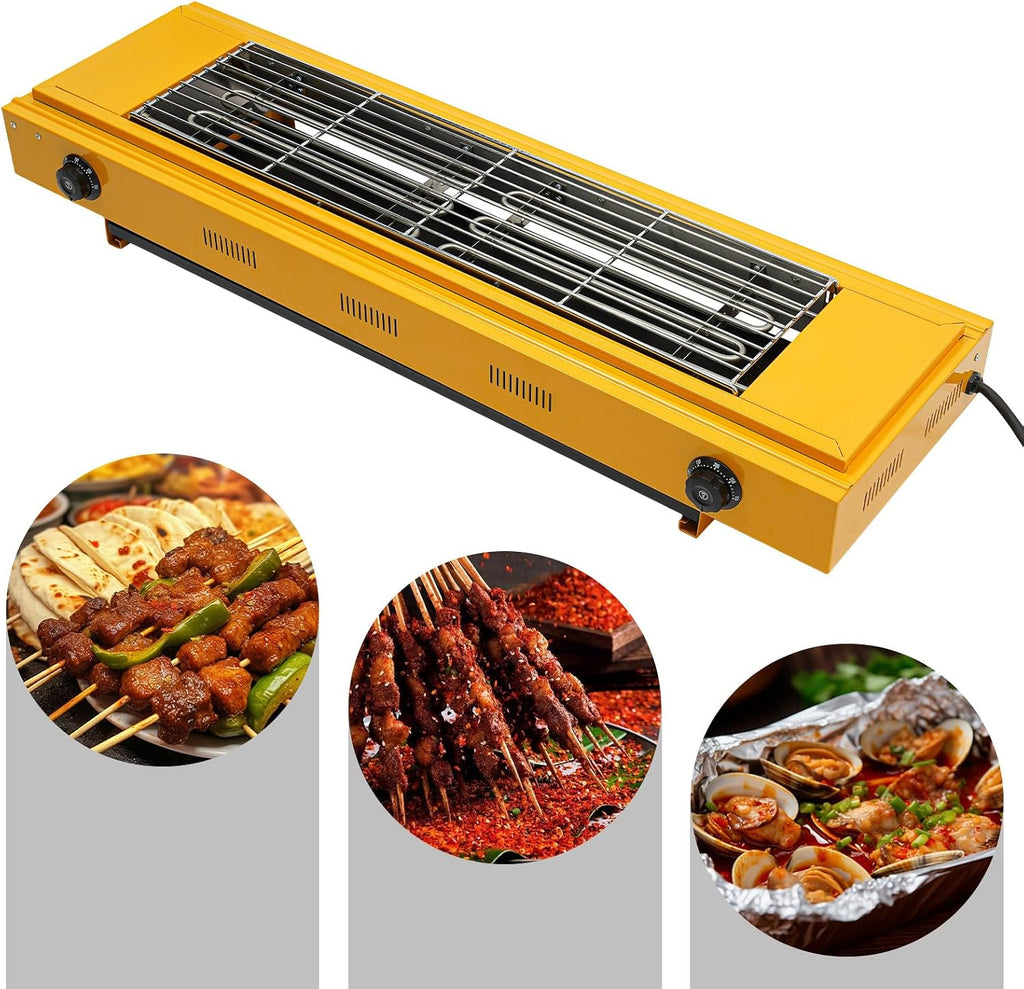 LYNICESHOP Electric BBQ Grill, 3000W Electric Portable Barbecue Grill Non-stick Removable Grill Plate Barbecue Grill, Adjustable Temperature 50-300°C/122-572°F Electric Griller for BBQs & Parties