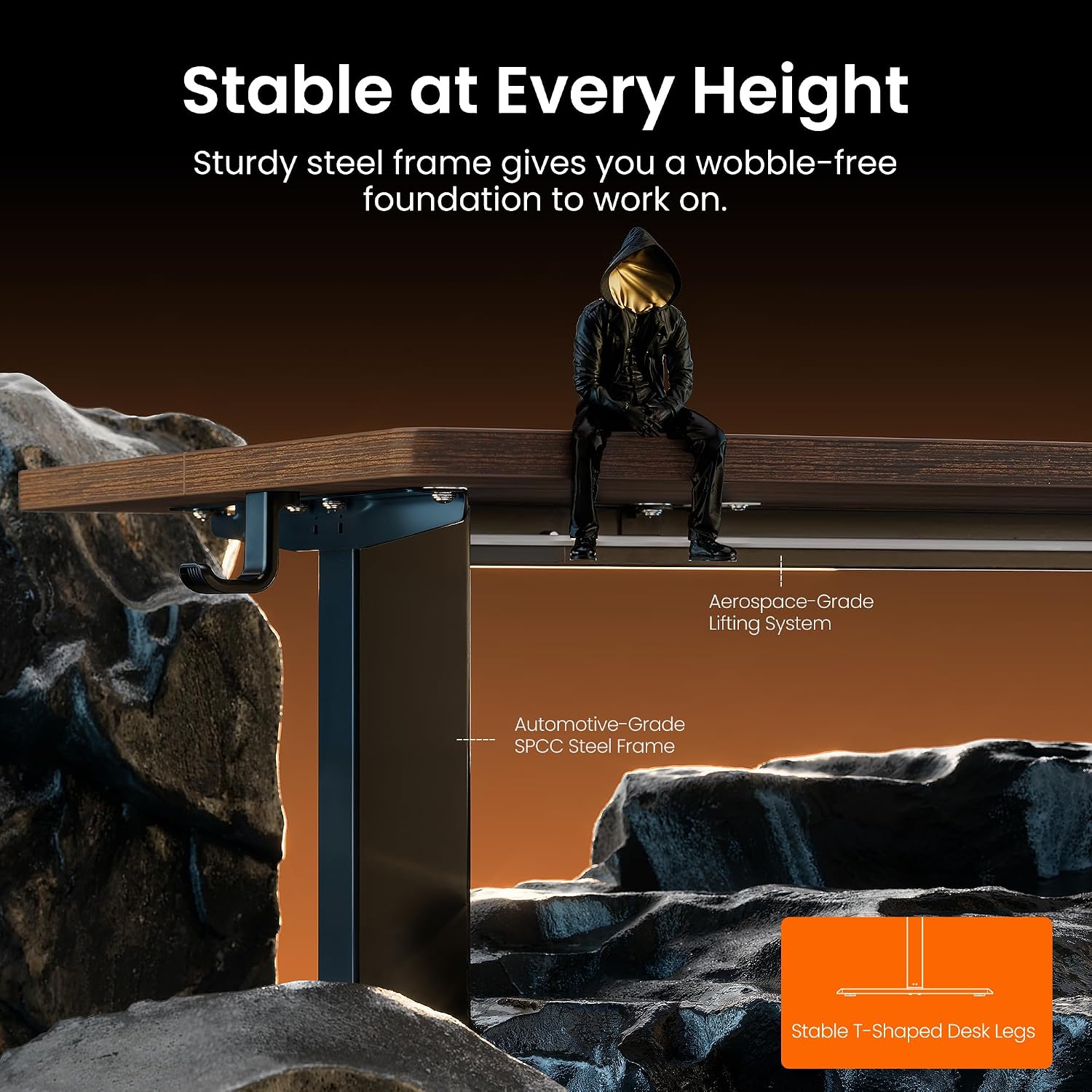 ErGear Height Adjustable Electric Standing Desk, 48 x 24 Inches Sit Stand up Desk, Memory Computer Home Office Desk, Dark Walnut