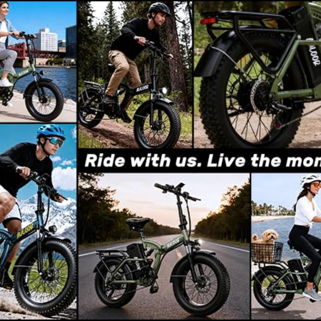 Folding Electric Bike for Adults and Seniors, 1000W Motor 48V 20AH Battery 30MPH 80 Miles, 20' Fat Tire All Terrain Ebike, 7-Speed Commuter E Bike, Step-Thru Electric Bicycle for Women and Teens