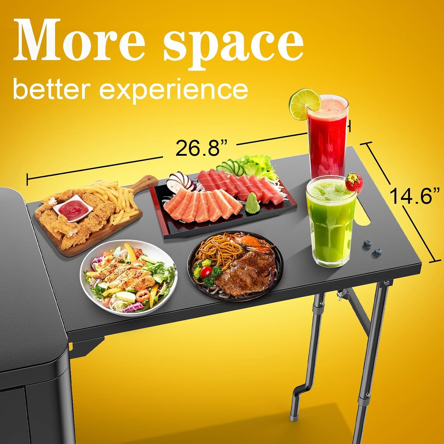 Outdoor Grill Table Cart 57'x24'x35', Outdoor Kitchen Island with Storage & Large Tabletop for Blackstone Griddle, Ooni Pizza Oven, Ninja Woodfire Grill, BBQ Station, Dining Cart, Rolling BBQ Table