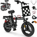 DDC SPORT Folding Electric Bike, Peak 800W Motor 25MPH,48V 14Ah Removable Battery 55Miles Ebike,14'' Lightweight Adults Electric Bicycles for Men/Women/Teens,Mini E-Bike,Full Suspension