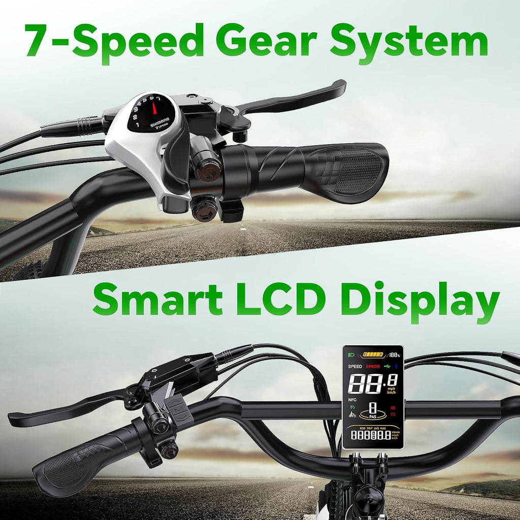 bluebiko 2 Seater Electric Bike, 48V 20AH(𝟗𝟔𝟎𝐖𝐇) Large Removable Battery, 𝟏𝟑𝟎𝟎𝐖 Peak Motor, 20'x 4.0' Fat Tire Ebike for Adults, 80+Miles, City Couple E Bike for All Terrain