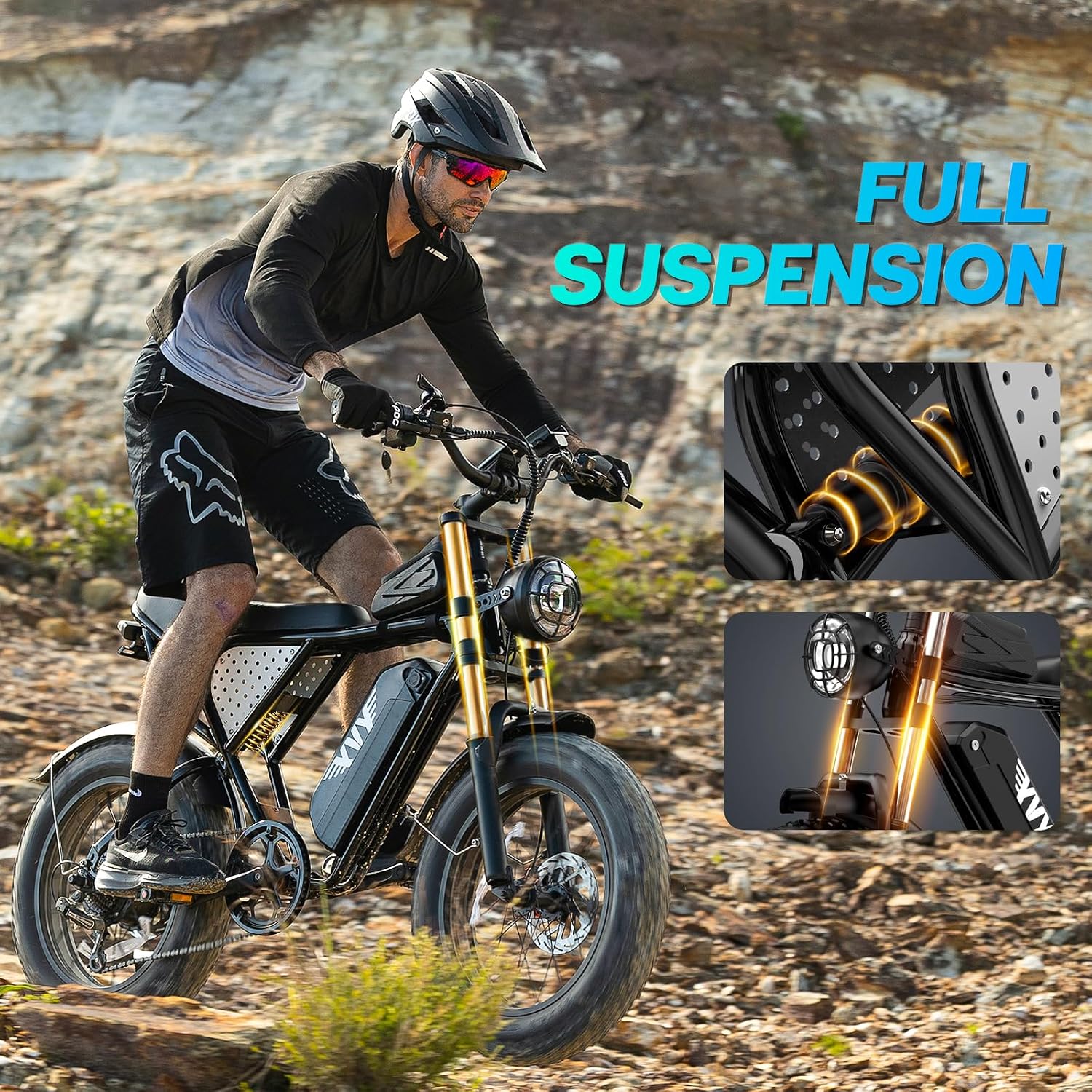 YVY Electric Bike for Adults: 1000W-3000W High Power Dual Motor for Powerful Hill Climbing, UL2849 Certified 20' Fat Tires All-Terrain eBike, Multiple Battery & Long Range Options