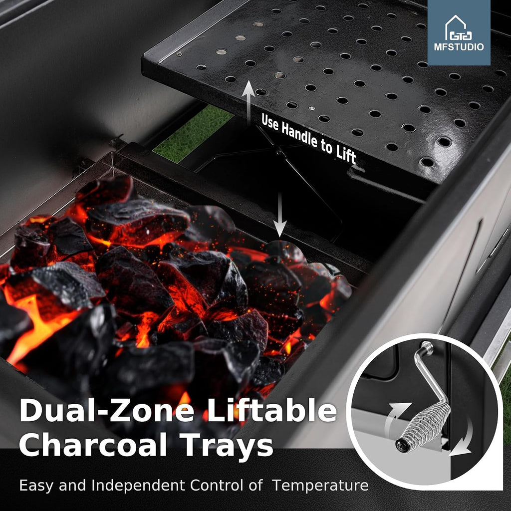 MFSTUDIO Extra Large BBQ Charcoal Grills with Adjustable Charcoal Trays, Barbecue Grill for Outdoor Cooking, 794 SQ.IN.