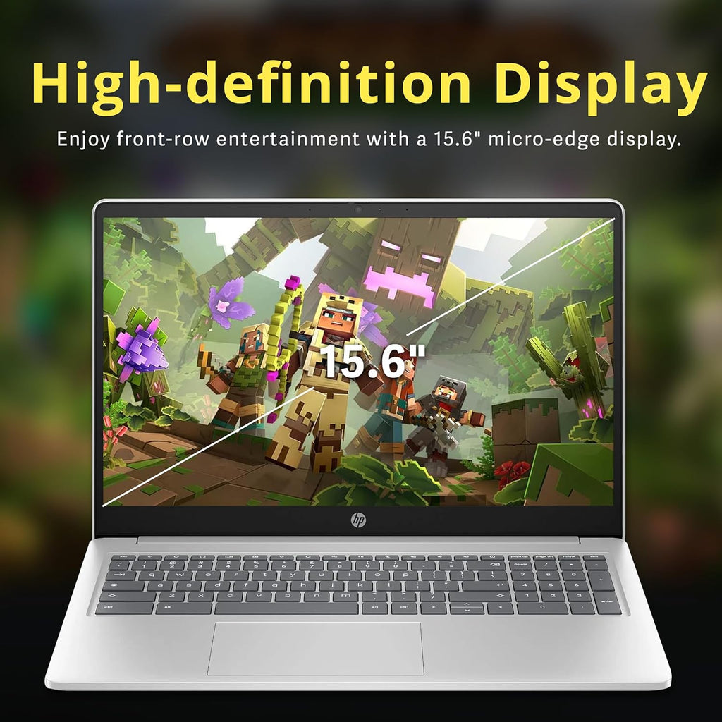 HP 15.6' HD Anti-Glare Chromebook Laptop, Intel Pentium N200, 8GB LPDDR5, 224GB Storage (64GB eMMC+160GB Docking Station Set), Intel UHD Graphics, Num Pad, 720p Camera, Wi-Fi 6, Chrome OS, Silver