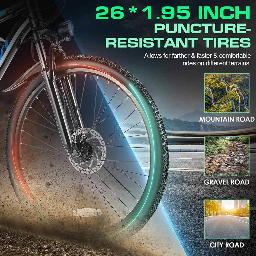 Vivi Electric Bike for Adults, Peak 750W Ebike 26' Electric Mountain Bike, 20MPH Adult Electric Bicycles Commuter Ebike with 48V Battery, Up to 50 Miles, 21 Speed, SGS Certified to UL2849