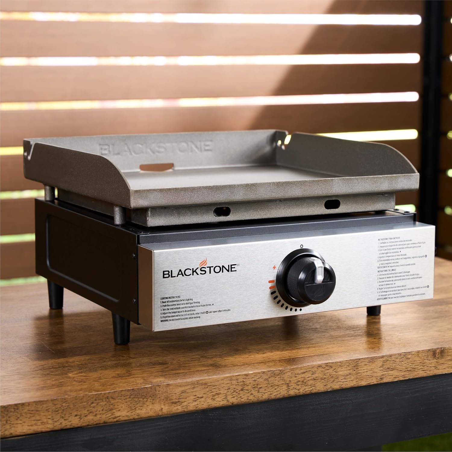 Blackstone 1971 Original 17' Tabletop Griddle with Stainless Steel Front Plate, Powder Coated Steel, Black