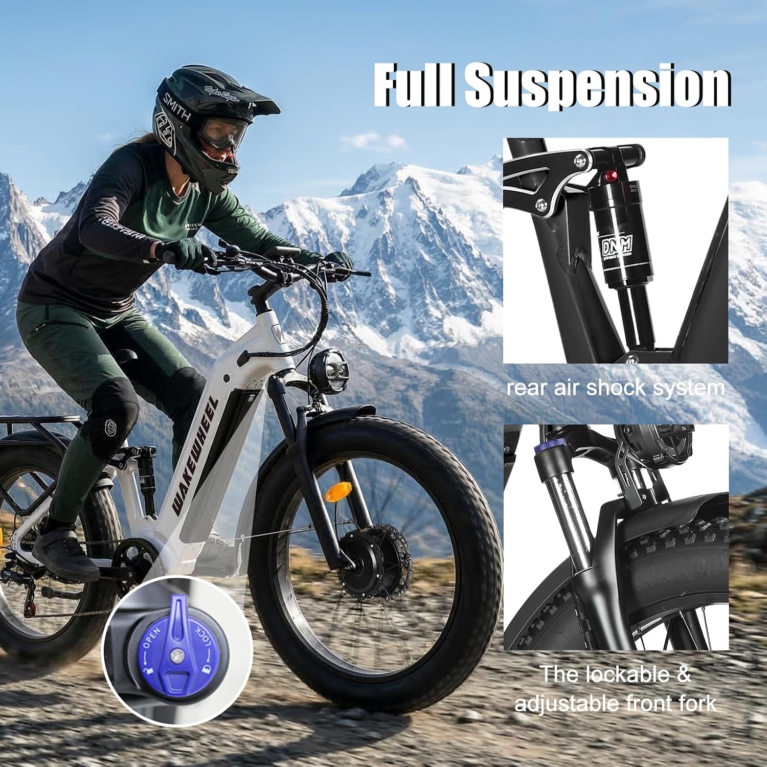 Peak 8000w Electric Bike for Adults, 60V Battery Ebike, Fat Tire & Long Range Electric Bicycles, 210Nm Mountain Bike Full Suspension, Hydraulic Brake Electric Bicycle