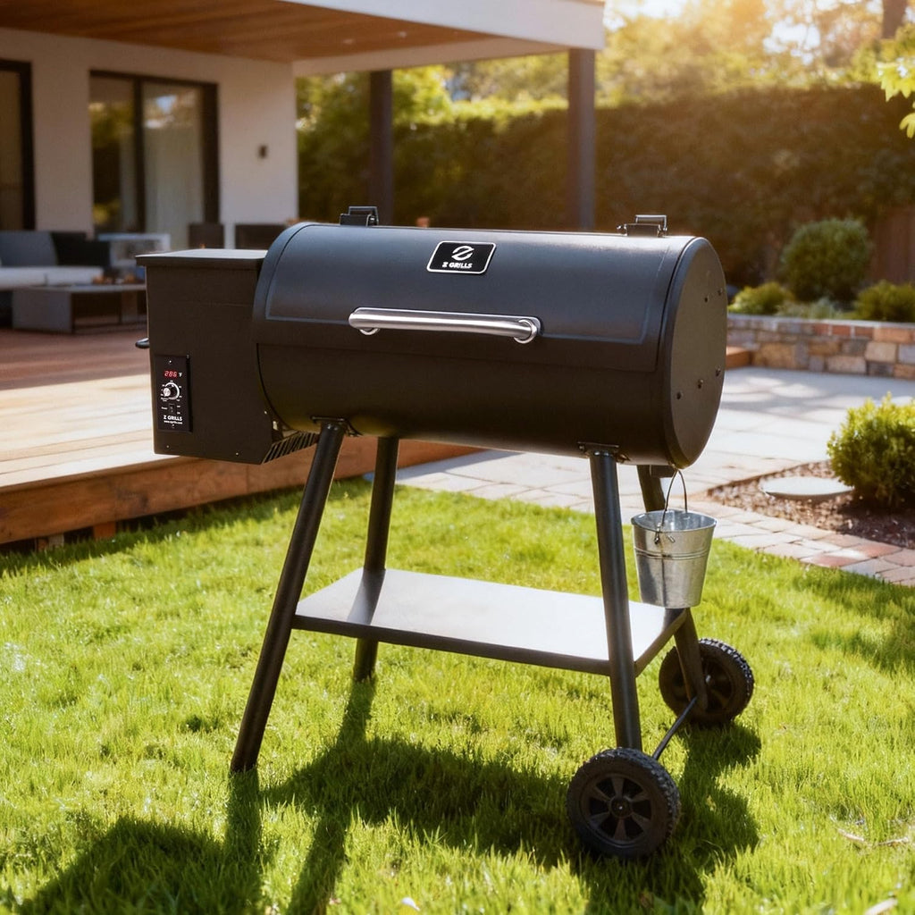 Z GRILLS ZPG-550B Wood Pellet Smoker Grill, Auto Temperature Control, 553 sq in Cooking Area, 8 in 1 Grill for Outdoor BBQ, Black
