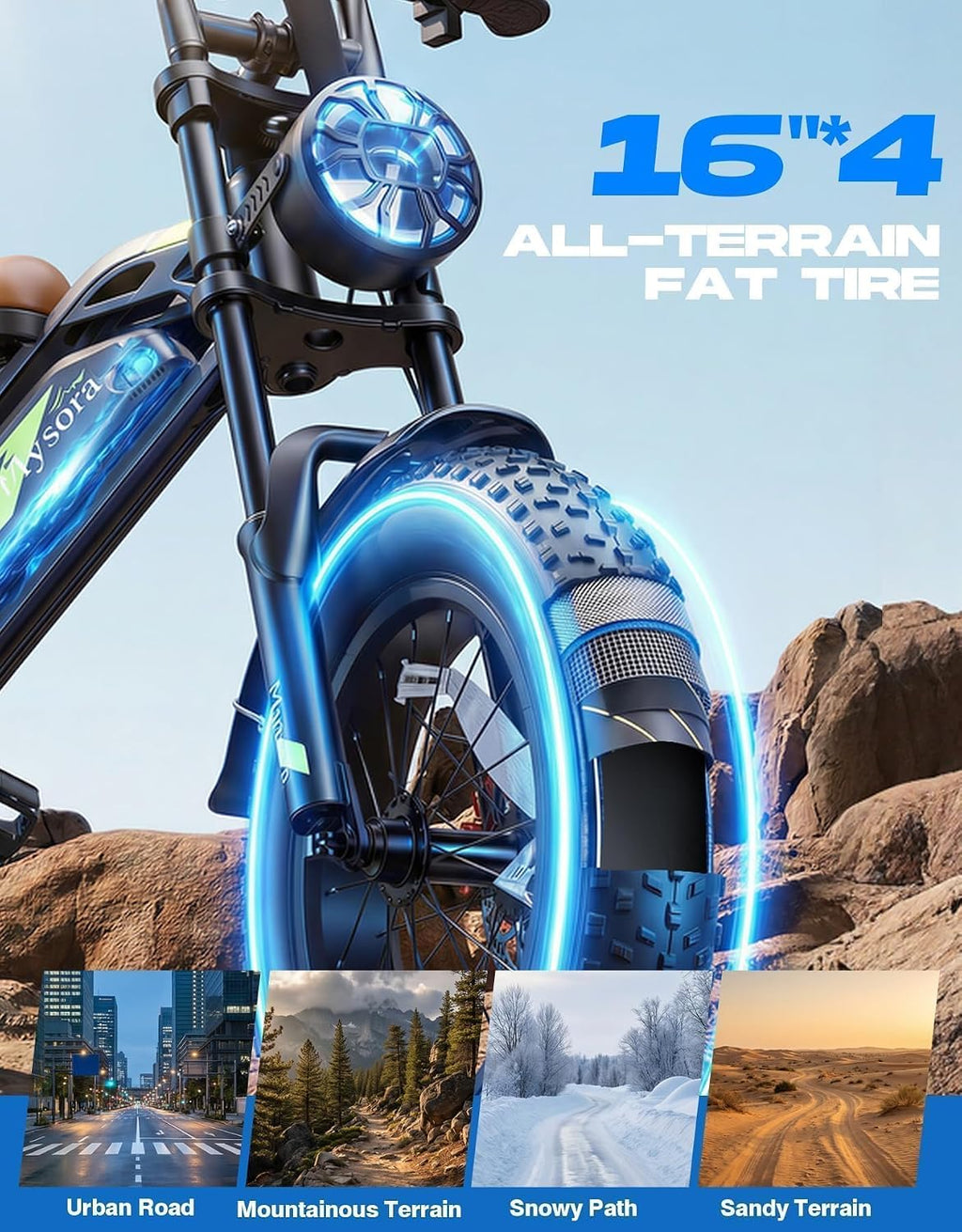 1000W Electric Bike for Adults,48V 15.6Ah Removable Battery,28MPH Top Speed,24-50 Mile Range,16'x4' Fat Tire,Double Shock Absorber,Dual Disc Brakes,High Carbon Steel Frame,UL Certified