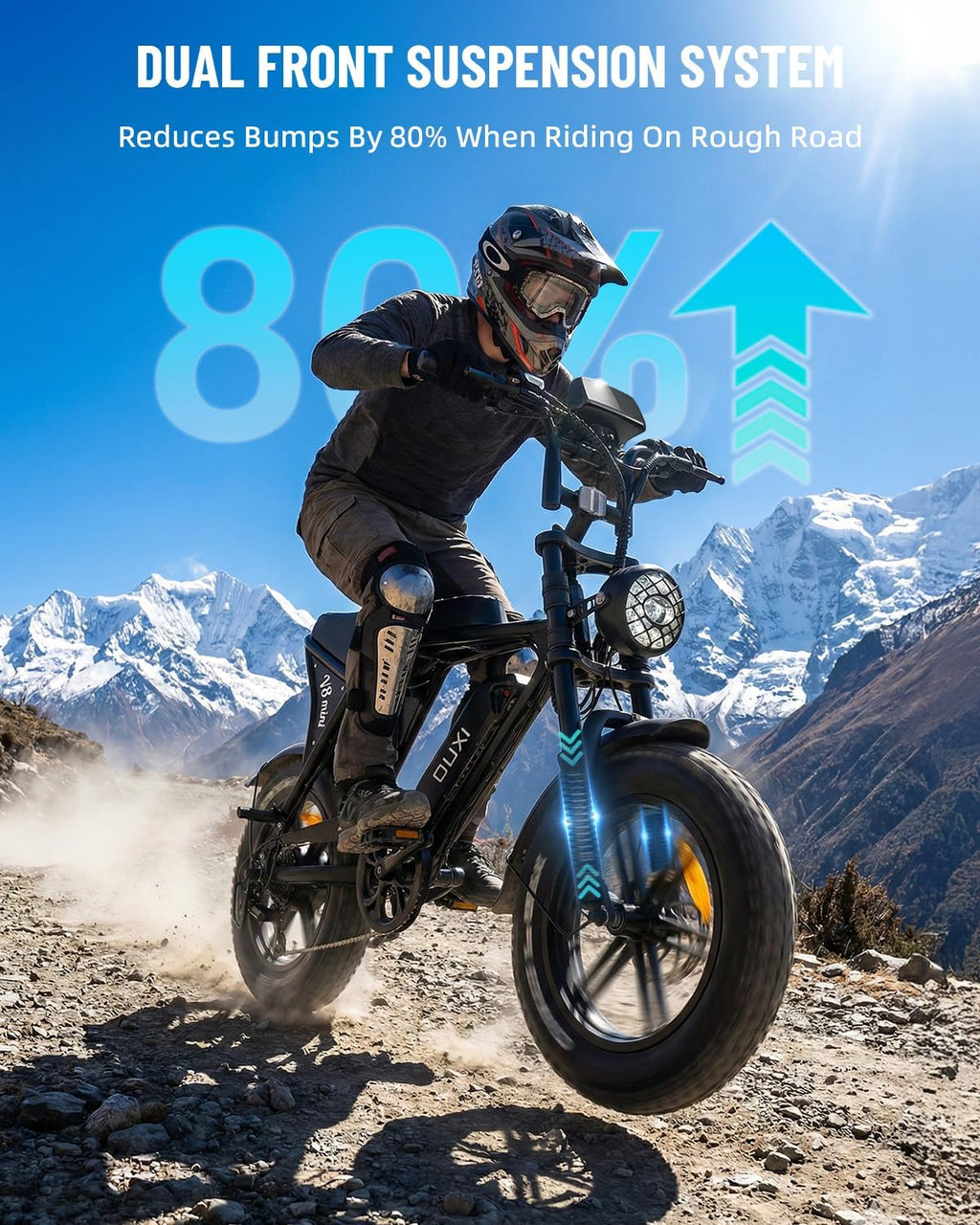 OUXI V8 Series Electric Bike for Adults, Peak 500W/1000W,20/31 MPH, 10.4/15/30 AH Removable Battery, 16''/20' Fat Tire Electric Bike,7-Speed Gear Electric Bicycles,Ebike Moped for Commuting & Off-Road