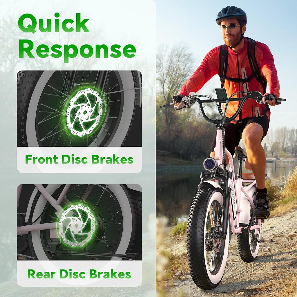 bluebiko 2 Seater Electric Bike, 48V 20AH(𝟗𝟔𝟎𝐖𝐇) Large Removable Battery, 𝟏𝟑𝟎𝟎𝐖 Peak Motor, 20'x 4.0' Fat Tire Ebike for Adults, 80+Miles, City Couple E Bike for All Terrain