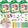 Fujifilm Instax Mini Instant Film (3 Pack, 60 Sheets) 5 Plastic Desk Frames + 10 Paper Frames Plus 60 Sticker Frames