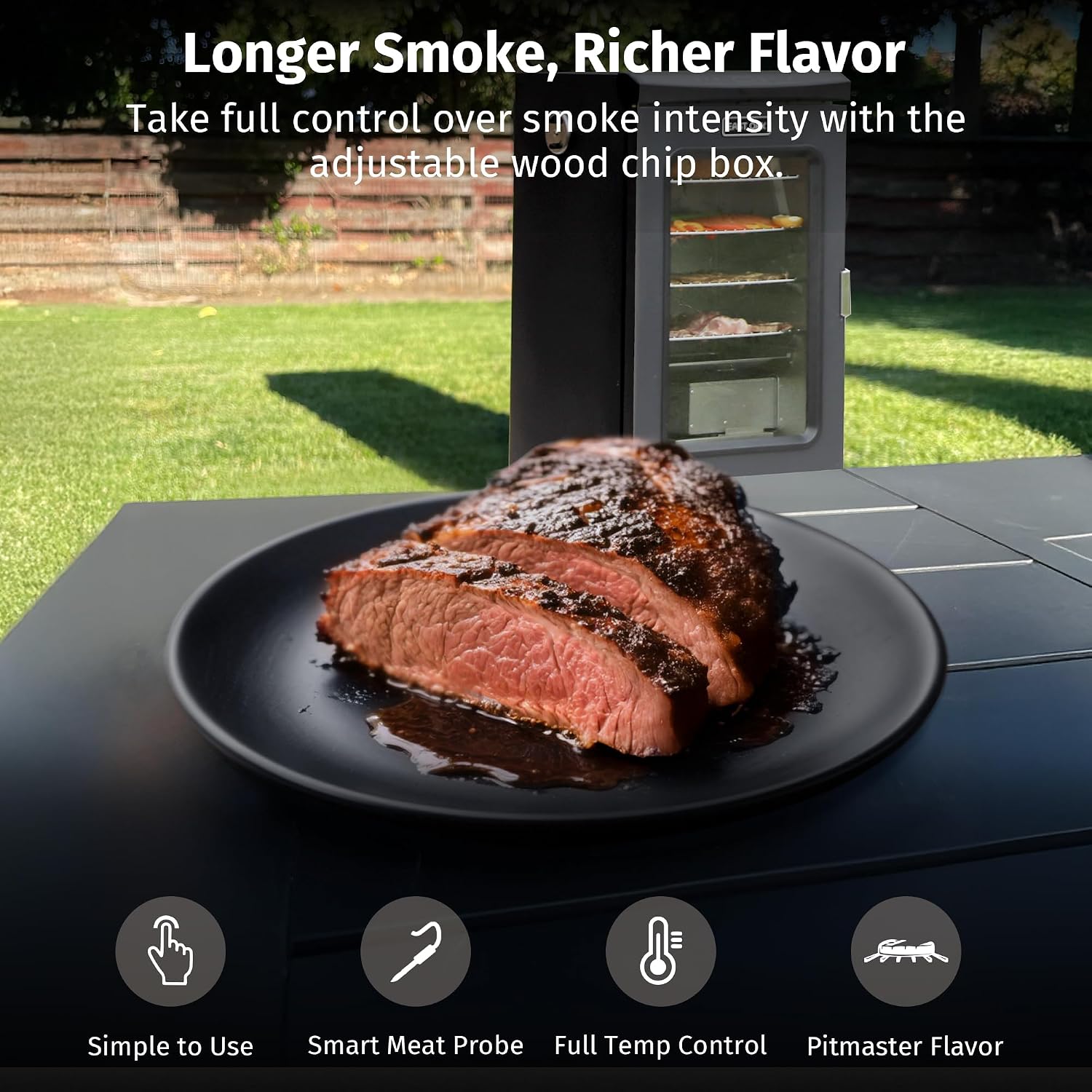 EAST OAK 30' Electric Smoker for Outdoors | Built-in Meat Probe & Clear Viewing Window | Side Chip Loader for 6x Longer Uninterrupted Smoking | 725 sq in Cooking Area for Bigger Batches, Night Blue