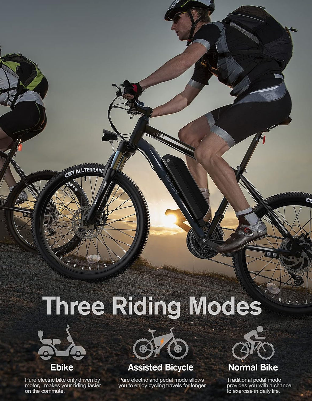 TotGuard Electric Bike for Adults, 26' Ebike with Peak 500W Brushless Motor, Electric Mountain Bike with 374Wh Removable Battery, 50 Miles Electric Bicycle with Suspension Fork, 21 Speed, LCD Display.