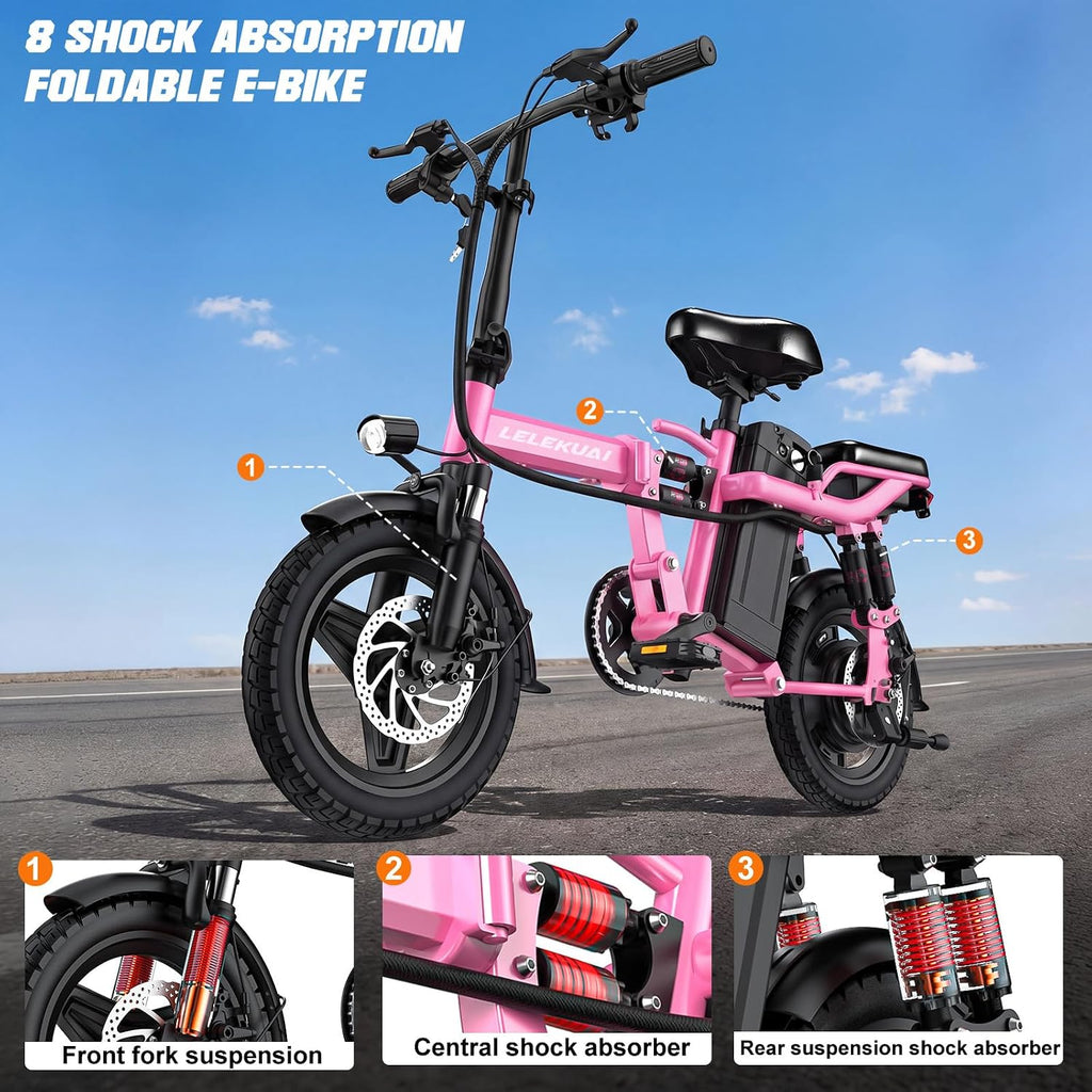 LELEKUAI Electric Bike for Adults, 1200W Peak Motor Commuter Ebike, 20-28MPH Speed, 32 Miles Range, Removable Waterproof Battery, Dual Disc Brakes Electric Bicycle, UL 2849 Certified