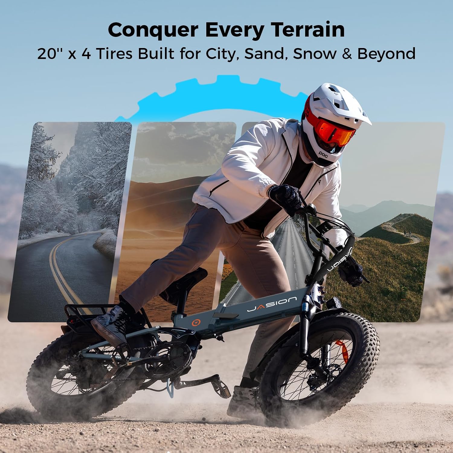Jasion X Hunter/PRO Electric Bike for Adults,1800W/1400W Peak 20''Fat Tire Foldable Ebike,Folding E Bike Up to 80/70 Miles Range,720/624WH Removable Battery,30 MPH E Bike,Certified by UL2849