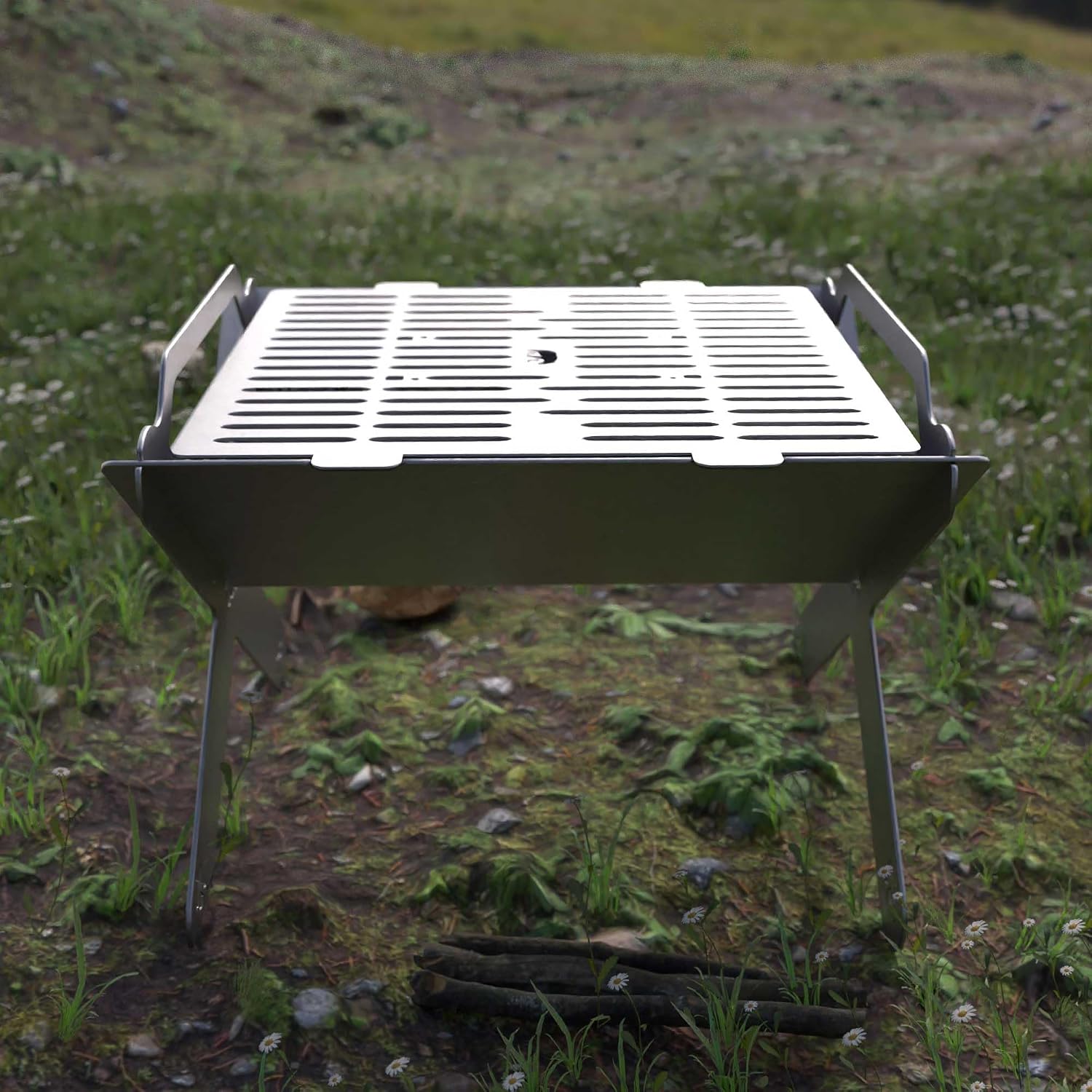 BBQ Grill Set | BBQ Grill with Stainless Steel Portable Instant Foldable Fire Set with Carrying Bag for Outdoor, Camping, Camp, Campfire (X-Grill)