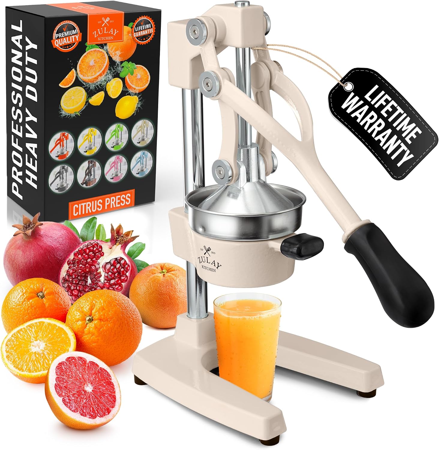 Zulay Kitchen Cast Iron Juicer - Heavy Duty Manual Juicer with Detachable Strainers for Easy Cleaning, Orange Juice Press for Citrus Fruits, Perfect for Bartenders, Juice Lovers & Health Enthusiasts